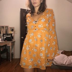 Burnt orange bell sleeve dress